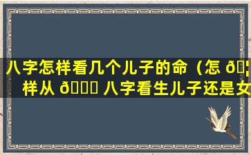 八字怎样看几个儿子的命（怎 🦆 样从 🕊 八字看生儿子还是女儿）